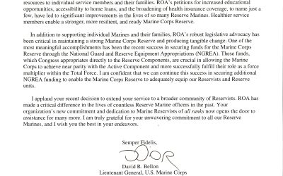 A special thanks to ROA from Lt. Gen. David G. Bellon, USMCR