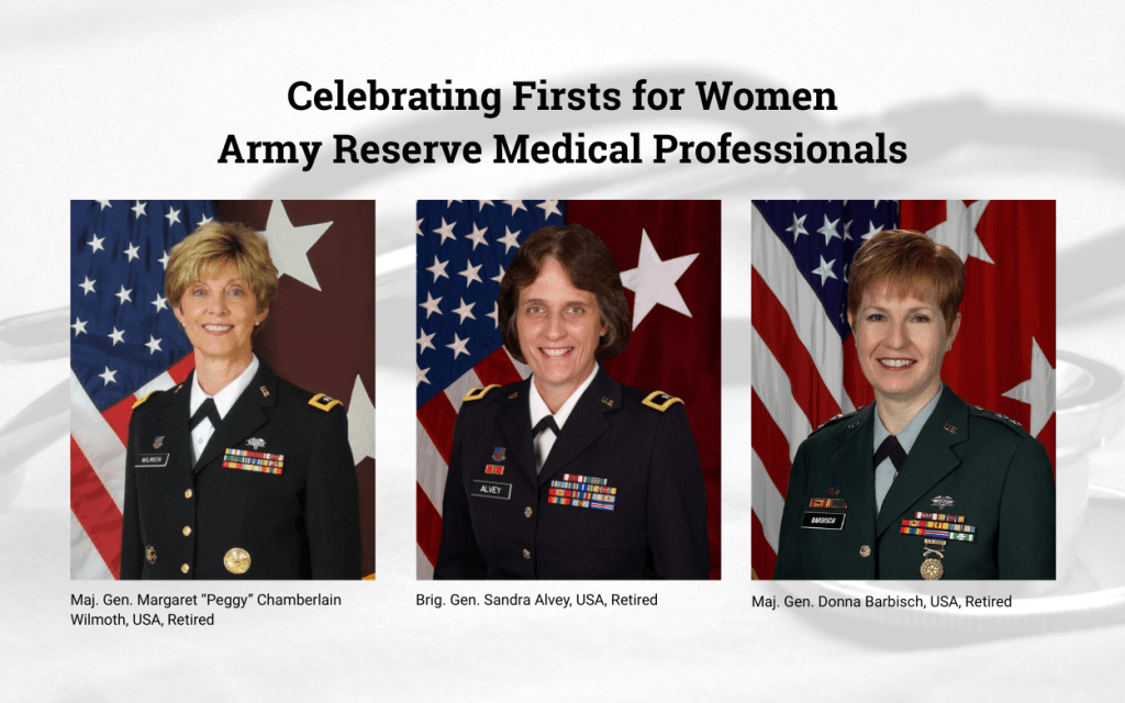 Pictures of three Female Officers who were pioneers in US Army Reserve Medical field.